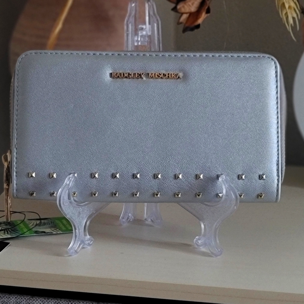 Brand New With Tags Badgley Mischka metallic silver-grey.